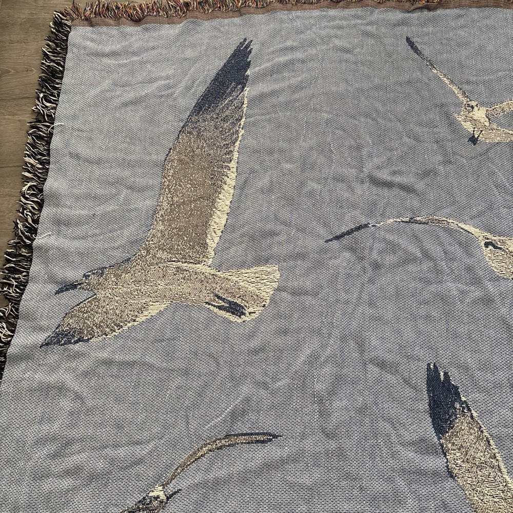 Taylor Swift 1989 Taylor's Version Seagull Woven Blue Blanket preowned few snags - Picture 5 of 12